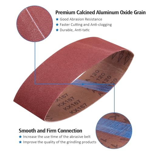 3 x 21 Inch Belt Sander Sanding Belts 120 Grit, 24 Pack - color: 120 Grit, size: 3x21in