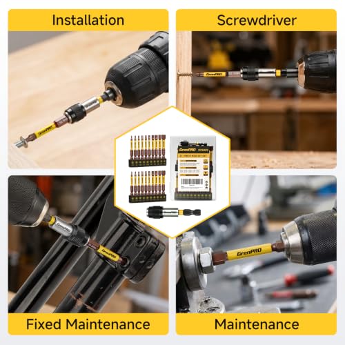 GRENPRO 2.5" Allen Wrench Drill Bit Set, 21-Piece Metric & SAE Hex Bits Set - color: Yellow