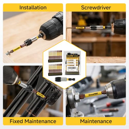 GRENPRO 2.5" Allen Wrench Drill Bit Set, 21-Piece Metric & SAE Hex Bits Set - color: Yellow
