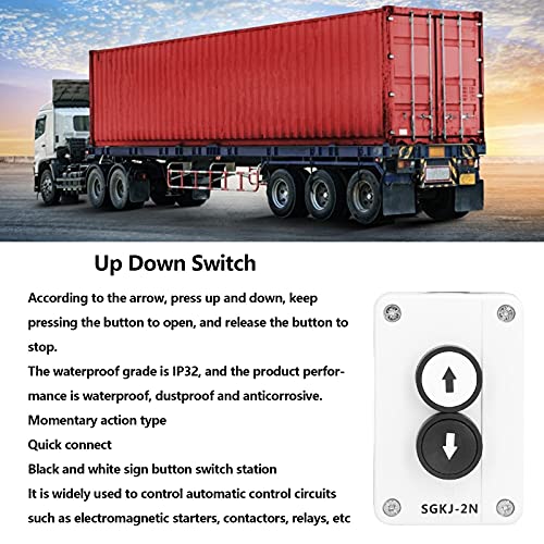 RainProof Up-Down Switch Control Box, AC 400V 10A Momentary Up Down Switch Station with 20mm Wire Hole, for Hoist Roller Shutter Door, Crane Pendant Hoist