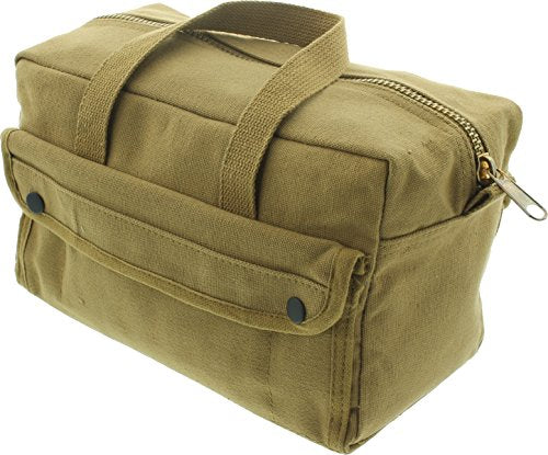 ARMYU Heavy Duty Small Tool Bag Tactical Cotton Canvas Mechanics Bag, 11" x 7" x 6", Coyote - Brass Zipper - color: Coyote - Brass Zipper