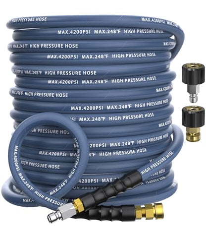 Pressure Washer Hose 50FT with 3/8'' Quick Connect, 4200 PSI - color: Blue, size: 50FT