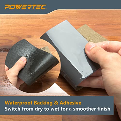 POWERTEC 471001 Wet Dry Sandpaper, Assorted Grit, 9" by 3.6", 36 PK, 4 of each400/600/800/1000/1200/1500/2000/2500/3000 - style: 36PK - 9 Assorted Grits