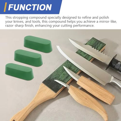 SCOTTCHEN Stropping Compound, 7.4 Oz. Fine Green Buffing Polishing Compound, Leather Strop Compound, Honing Compound for Knife Polishing-3Pack - size: 7.4 Oz. - Fine Green