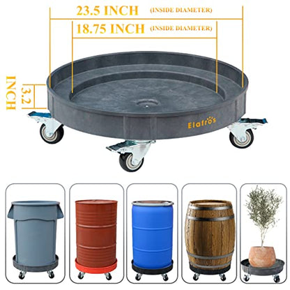 ELAFROS Heavy Duty Plastic Drum Dolly with Brake, 30/55 Gallon, 900lb Grey - color: Gray, size: 1 Pack With Brake