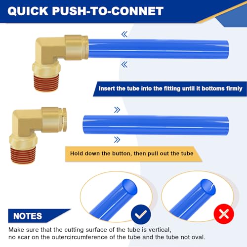2 PCS DOT Quick Connect Air Fittings 1/2" Tube OD x 3/8" NPT Elbow - size: 1/2" Tube OD x 3/8" NPT - 2 PCS