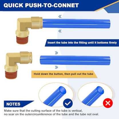 2 PCS DOT Quick Connect Air Fittings 1/2" Tube OD x 3/8" NPT Elbow - size: 1/2" Tube OD x 3/8" NPT - 2 PCS