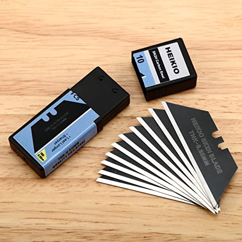 Utility Knife Blades, Pack of 10 Standard Replacement Blades for Heavy Duty Utility Knives and Box Cutters, Made of Black Carbon Steel, Thicker and Sharper than Normal Silver Blades