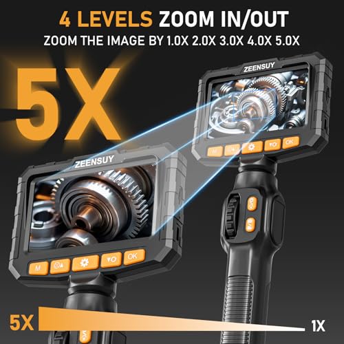 3.9mm Two-Way Articulating Borescope, Endoscope Camera with Light