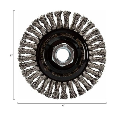 DEWALT Wire Wheel, Stainless, Stringer Bead , 4-Inch x 5/8-Inch, 11 HP, .020-Inch (DW49204) - size: 4-Inch