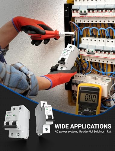 AC Miniature Circuit Breaker 2 Pole 20A (MCB),120V/240V 50/60Hz DIN Rail Mount Breaker, Compatible with Grid-Tied Solar Systems, RV & Home Circuits(C20A)