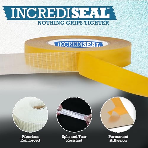 IncrediSeal 1" Double Sided Bi-Directional Fiberglass Reinforced Filament Banner Hemming Mounting Tape, 36 Yards, 9.0 Mil, Heavy Duty Industrial, Permanent Bond, Hobby, Craft, Signs, Displays - size: 1 inch x 108 feet