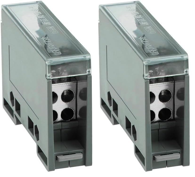 uxcell 1 in 4 Out DIN Rail Terminal Blocks 690V Connectors Distribution Block (Pack of 2) - size: 4 Outlets (Pack of 2)