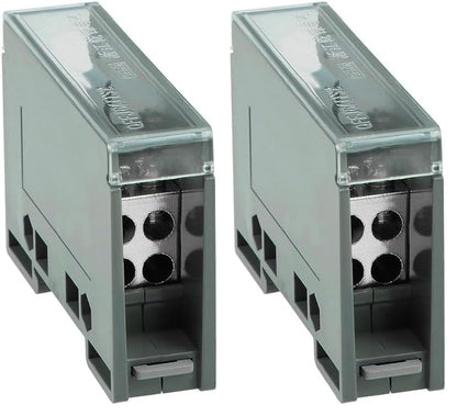 uxcell 1 in 4 Out DIN Rail Terminal Blocks 690V Connectors Distribution Block (Pack of 2) - size: 4 Outlets (Pack of 2)