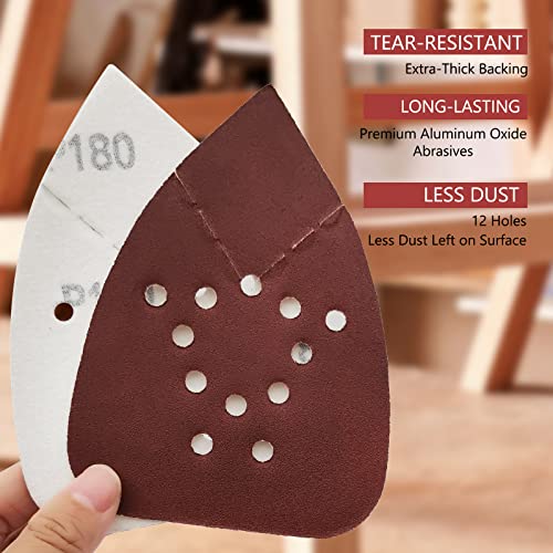 180 Grit Mouse Sander Sandpaper, 50PCS Sanding Pads for Mouse Palm Sanders, Hook and Loop Sandpaper, Triangle Sanding Pads for Black and Decker Mouse Sanders and Many Other Palm Sanders (180 Grit) - style: 180 Grit
