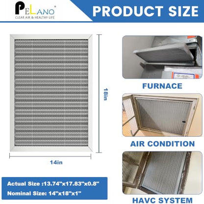 14x18x1 Reusable Air Filter, Electrostatic HVAC Air Filter, Lasts a Lifetime, Washable, Enjoy Fresher Air in Home and Office, MERV 8 (Actual Size:13.74x17.83x0.8Inch) - size: 18" x 14" x 1"