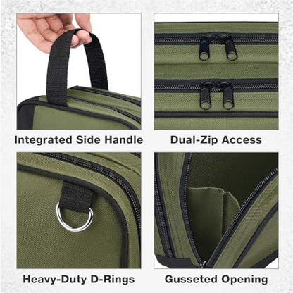HISEA Small Tool Bag, 12 Inch Tool Pouch with 2 Compartments - color: Green