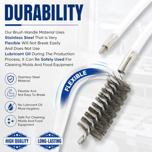 50 Inch Pipe Cleaning Brush Set with Stainless Steel Bristles