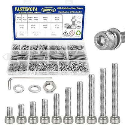 800Pcs M3 Screw Assortment Kit, M3 Screws (10 Sizes 6-40mm) for 3D Printer DIY, Hex Socket Head Cap Screws Bolts Nuts Washer Kit, 304 Stainless Steel, 6/8/10/12/16/20/25/30/35/40mm - size: M3x6/8/10/12/16/20/25/30/35/40mm, style: Socket Head
