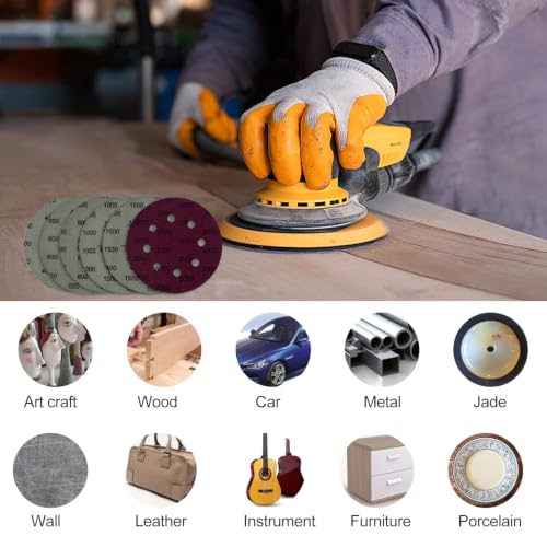 5 Inch 8 Holes Sanding Discs Hook and Loop, 30Pcs Wet Dry Sandpaper, 400 600 800 1000 1500 2000 Grit Sandpaper, Round High Grit Sand Paper for Orbital Sander - size: 400-2000 Grit