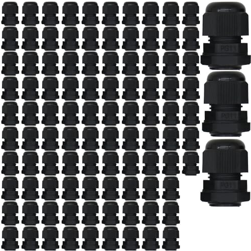 MAKERELE PG11 Nylon Cable Gland IP68 Waterproof, 6.5-10.2mm, 100 PC, Black - size: PG11/100PCS/BAG