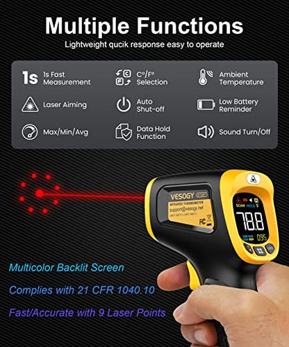 Infrared Thermometer Gun Non Contact Digital Temperature Gun,-58°F to 932°F