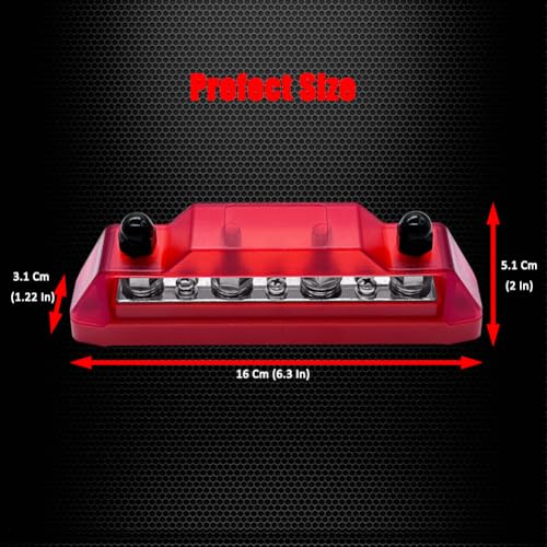 Ampper 4 x M8 Posts Power Distribution Block BusBar 6 M4 Screws, 6.3" Red - color: Red, size: 4M8+6M4