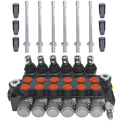 findmall 6 Spool Hydraulic Directional Control Valve 13GPM 3600PSI SAE Port - size: 13 GPM, style: 6 Spool