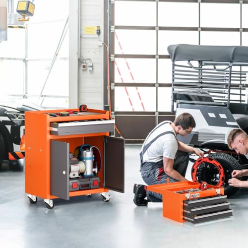 4 Drawer Rolling Tool Chest with 360° Wheels,40"Detachable 2-in-1 Tool Box - color: Orange‌, size: 4-drawer tool chest