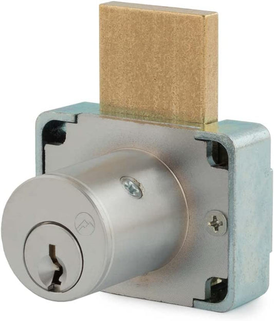 OLYMPUS LOCK 200DW Deadbolt Lock | 7/8inch Chrome Key Lock US26D | NATL KA101 Easily Rekeyable Drawer Lock, Keyed Alike | Grade 1 Drawer Locks | Vertical Deadbolt Lock | Door Lock for Drawers