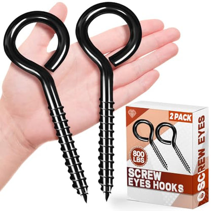 2PCS 6 Inch Heavy Duty Screw Eyes Hooks, Screw in Eye Hooks