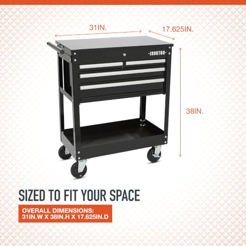 Ironton Slide-Top Mobile Tool Chest, 4 Locking Drawers, Powder-Coat - size: 4 Drawer