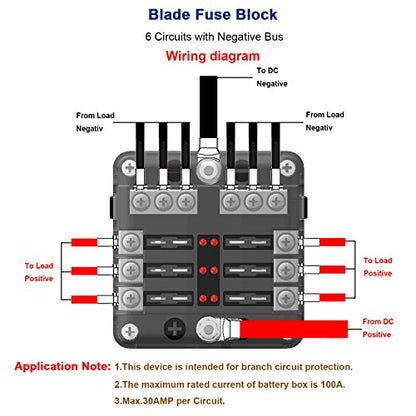 BlueFire 6 Way Blade Fuse Box Fuse Box Holder Standard Circuit Fuse Holder Box Block with LED Light Indication & Protection Cover for Car Boat Marine Trike Car Truck Vehicle SUV Yacht RV - color: 6 Way