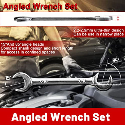 SPEEDWOX Mini Double Open End Wrench Set, 10-Piece, High Carbon Steel, Silver - size: Double Open End SAE 10-Piece