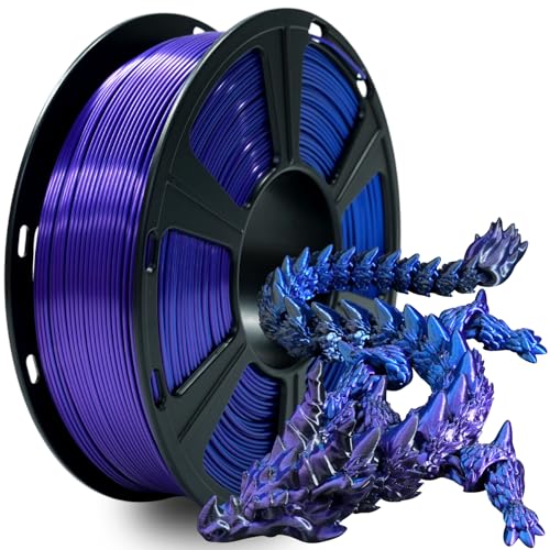 GIANTARM Silk PLA Tri Color Filament 1.75mm 1kg (2.2lb), Metallic Shiny Triple Color Blue/Purple/Black Silk PLA Filament, ±0.02mm Accuracy, Neatly Wound, Non-Clogging, Blue & Purple & Black - color: Blue Purple Black