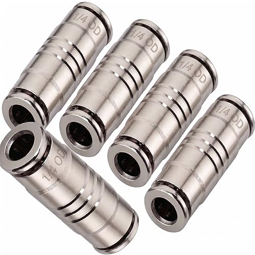 Utah Pneumatic 1/4" OD Push to Connect Brass Straight Union Fitting(5 Pack)