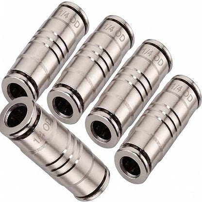 Utah Pneumatic 1/4" OD Push to Connect Brass Straight Union Fitting(5 Pack)