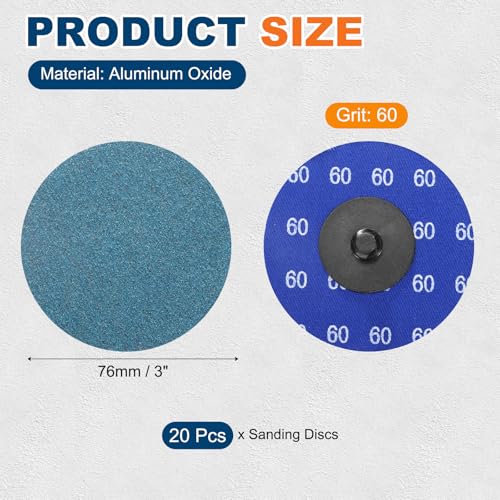 20 Pcs 3" 60 Grit Quick Change Surface Conditioning Discs - size: 3" (60 Grit)
