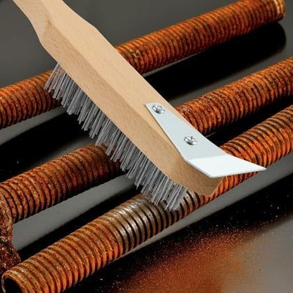 MAXMAN Wire Scratch Brush, 12"Wood Handle, Heavy Duty Wire Brushes for Rust - style: Stainless Steel Bristles