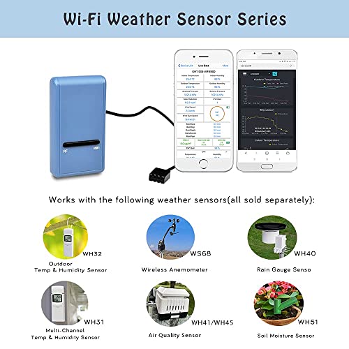 ECOWITT GW1100 WiFi Gateway for Weather Station, Temp Humidity Barometer - style: GW1100BU