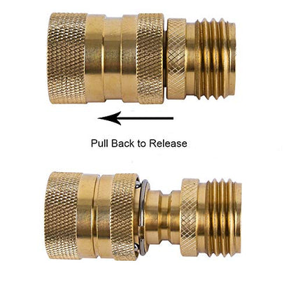 Garden Hose Quick Connect Brass Hose Quick Connectors Fitting For Garden Watering 3/4"GTH (3 Female Coupler+ 6 Male Nipples) - size: 3 Sets