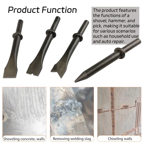 19-Needle Air Scaler Chisel Kit 4 Bits for Rust Paint & Concrete