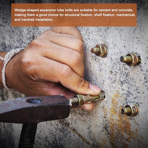DTGN 3/8" x 2-3/4" Wedge Anchors - 10Pack - Good for Cement and Concrete Wall - 304 Stainless Steel Zinc Plated Screw Bolt Nut Expansion Tube Fasteners - size: 3/8" x 2-3/4"