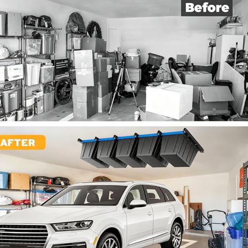 Garage Ceiling Storage Racks, Ceiling Mount Bin Holder, 4 Sets for 3 Bins - size: 4 Pack