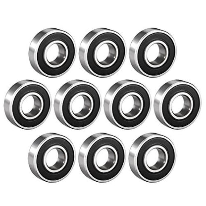 uxcell 6001-2RS Ball Bearing 12mm x 28mm x 8mm Double Sealed 180101 Deep Groove Bearings High Carbon Steel Z1 (Pack of 10) - size: 12mmx28mmx8mm