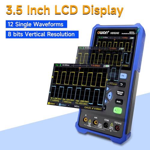 OWON Digital Handheld Oscilloscope Multiumeter 2 in 1,2 Channels, 40MHz Bandwidth, 250MS/s Sample Rate, 3.5" LCD Multiumeter Signal Generator Digital Oscilloscope Multimeter,Lab Oscilloscope HDS242 - style: HDS242