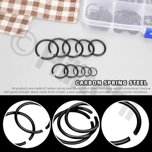 Hilitchi 150PCS Round Wire C-Clips 10 Sizes GB895.2 Retainer Clip Black Internal Snap Rings Round Wire Snap Rings Assortment Kit for Hole Shaft - size: GB895.2