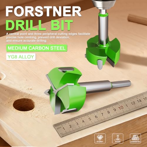 Forstner Drill Bit 1-1/16"(27mm), Triple Flute Tungsten Carbide Tipped - size: (1-1/16" 27mm)