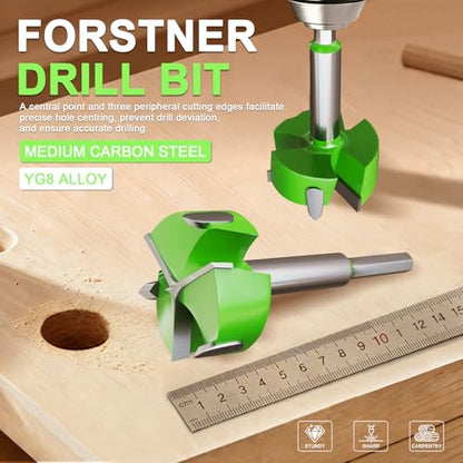 Forstner Drill Bit 2-1/8"(54mm), Triple Flute Tungsten Carbide Tipped - size: 2-1/8"(54mm)