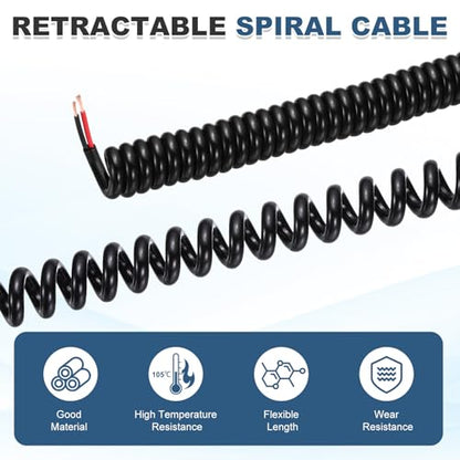 MECCANIXITY 5ft 16AWG Retractable Coiled Coil Cord 300V 105℃ 2 Conductor - size: 5ft x 16AWG, 2 Conductor